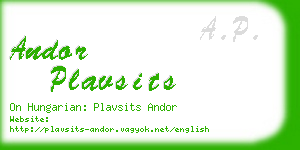 andor plavsits business card